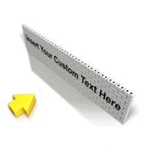 An animation of an arrow finding a way over a wall, that has a place to put your custom text.