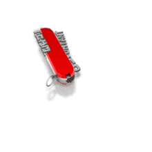 A multipurpose pocket tool opens to reveal several words.