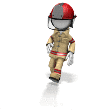 A fireman runs in his protective gear.