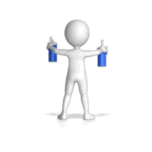 A figure uses to can of paint to spray paint.