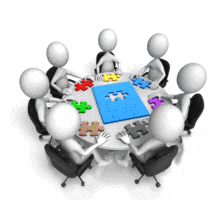 An animation of a stick figure fitting the missing piece to the puzzle.