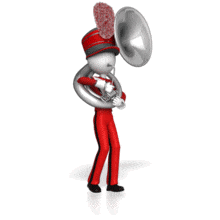This animation shows a sousaphone player marching.