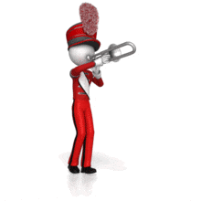 This animation shows a trombone player marching.