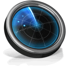 This animation shows a radar screen with three dots indicating the radar tracking something.