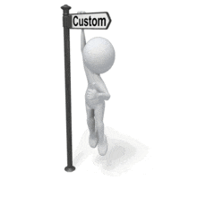 An animation of a stick figure hanging from a street sign ,that you can add custom text to, giving a thumbs up.