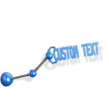 This animation shows a mechanical arm with custom text on the end of it moving up and down.