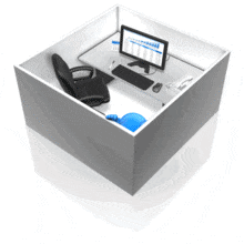 A stick figure tries desperately to escape his boxed-in office. This clip-art can represent the struggle to escape your current position at work.