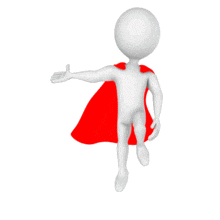 A superhero Figure floating and gesturing with its hand.