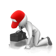 An animation of a figure hammering a nail and resting.