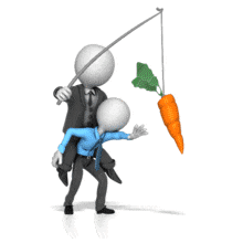 Boss Dangling Carrot for a Employee | Great PowerPoint ClipArt for Presentations - PresenterMedia.com