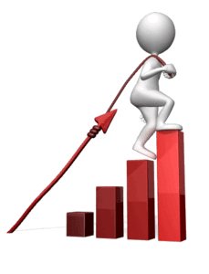 Animated gif sample: Figure Hauling Arrow Up Graph