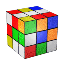 This clip art image shows a puzzle cube being solved.
