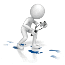 This animation shows a figure following a footprint trail.