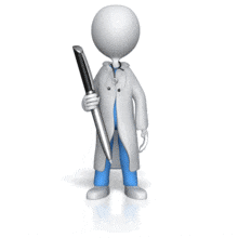 An animation of a doctor pointing to the left then right.