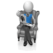 A stick figure is administering a Rorshach inkblot test.