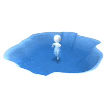 A stick figure stays afloat treading water in a small pool.