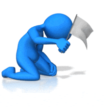 This clip art image shows a surrendering figure waving a white flag in defeat.