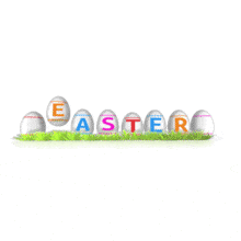 Custom text Easter eggs are shown jumping up and down.