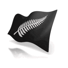This clip art shows a unofficial New Zealand flag with a silver furn on it.