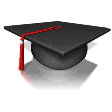 This animation shows a graduation hat tassel being flipped from the right side to the left side of the mortarboard.