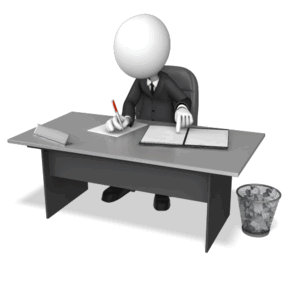 Animated gif sample: Business Figure Writing At Desk
