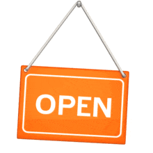 This clip art image shows an open store sign swinging.