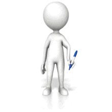 A figure uses a pen to draw a large circle.  &lt;br&gt;&lt;br&gt; This animation is made to only loop one time. 
&lt;a href=&quot;http://www.presentermedia.com/blog/2010/07/set-number-loops-animated-gif/&quot;&gt; Learn how to set the number of loops here.&lt;/a&gt;  