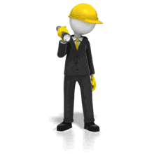 An animation of an inspector searching with a flashlight wearing a hardhat.