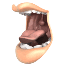 An animation of a mouth open wide yelling.