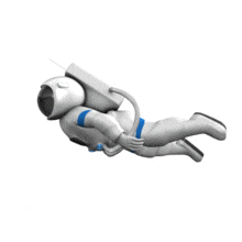 This animation shows a astronaut spinning floating in space.