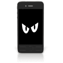 An animation of a smartphone with eyes searching around.