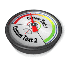 An animation of a custom gauge with needle fluctuating.