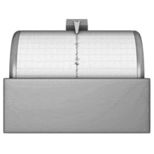 This clip art image shows a seismograph taking seismographic readings.