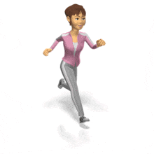 A woman is sports attire goes for a run.