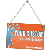 This custom design animation shows a sign swinging back and fourth.  You can customize by adding your text and images.