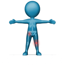 This clip art image shows pain indicators on a see through skeleton figure with arms.  You can move, duplicate and delete these indicators to you liking.