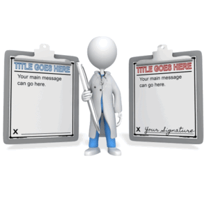 This PowerPoint Animations shows a preview of Doctor Presenting Custom Clipboards
