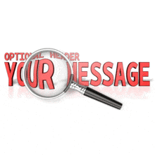 This custom text animation shows a magnify glass examining text.  Change the text in this animation using our customizer.