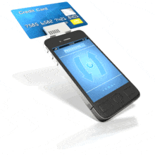 This animation shows a credit card being run through a smart phone card reader.