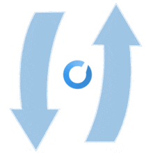 This animation shows and up and down arrow with a spinning wheel in the middle.