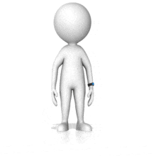 This animation shows a figure standing waiting and checking watch from time to time.