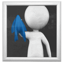 This animation shows a figure cleaning a window from the inside.