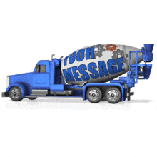 This custom design clip art shows a drum of a cement mixer rotating.  You can customize this image by adding your own text and images.