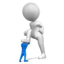 An animation of a stick figure trying to fight back from being stomped on.