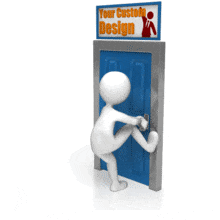Stick Figure Pulling On Door  3D Animated Clipart for PowerPoint 