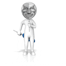 This animation shows a figure switching between two different masks of emotion.