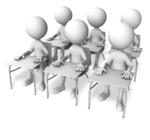 Animated gif sample: Figures in Class Raising Hands