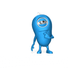 This custom design animation shows a character thinking for a moment then pull a sign out from around its back.