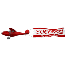 This custom design animation shows a plane flying with a banner waving behind.  You can customize the banner by adding your own text or images.