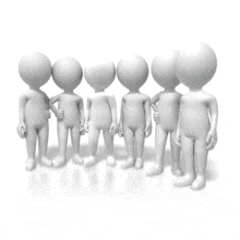 An animation of a group of figures with one stepping out.